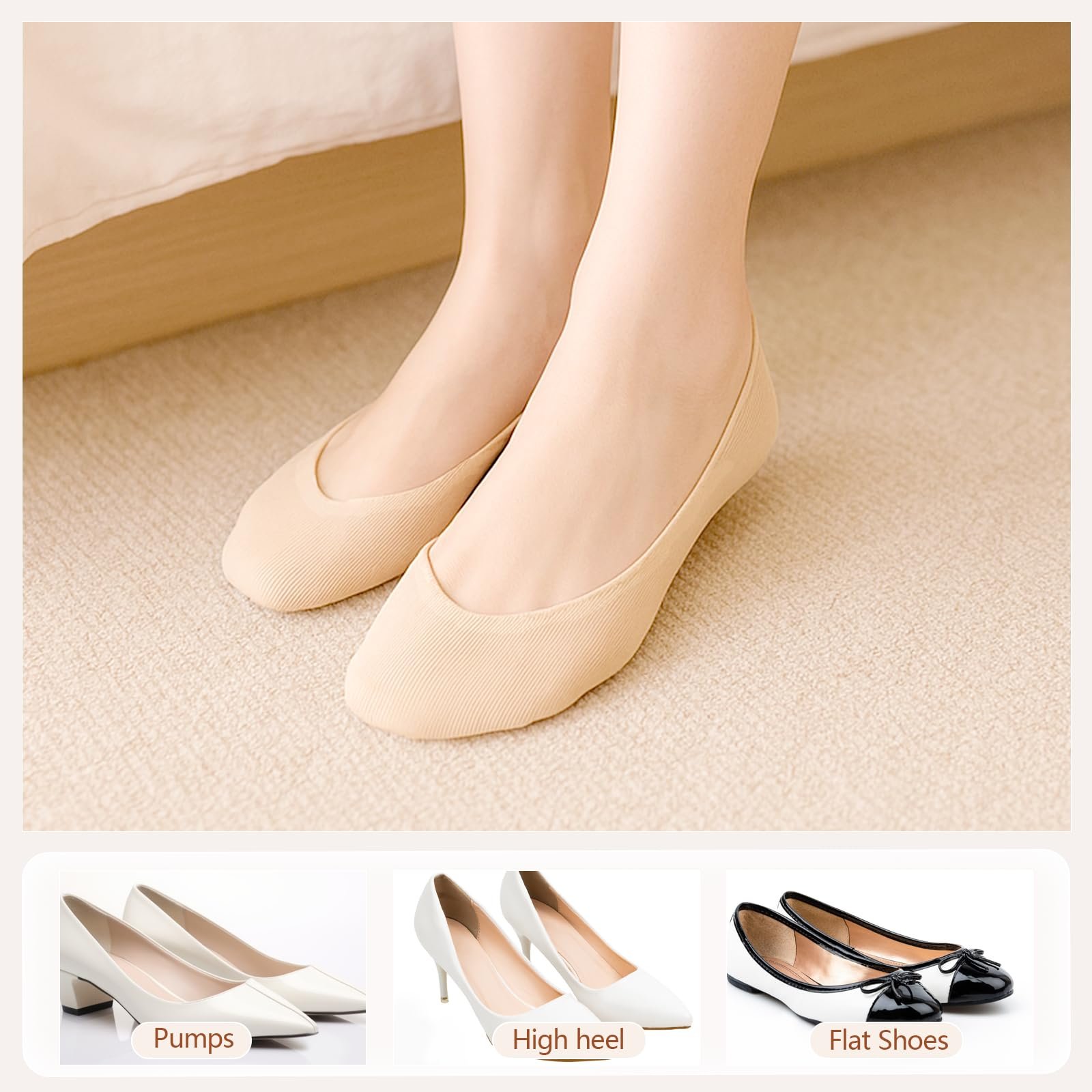 6 пар женских носков-подследников, ультра низкие дышащие спортивные носки, полуноски, спортивные носки с нескользящими стельками, невидимые носки для балеток, фото №5