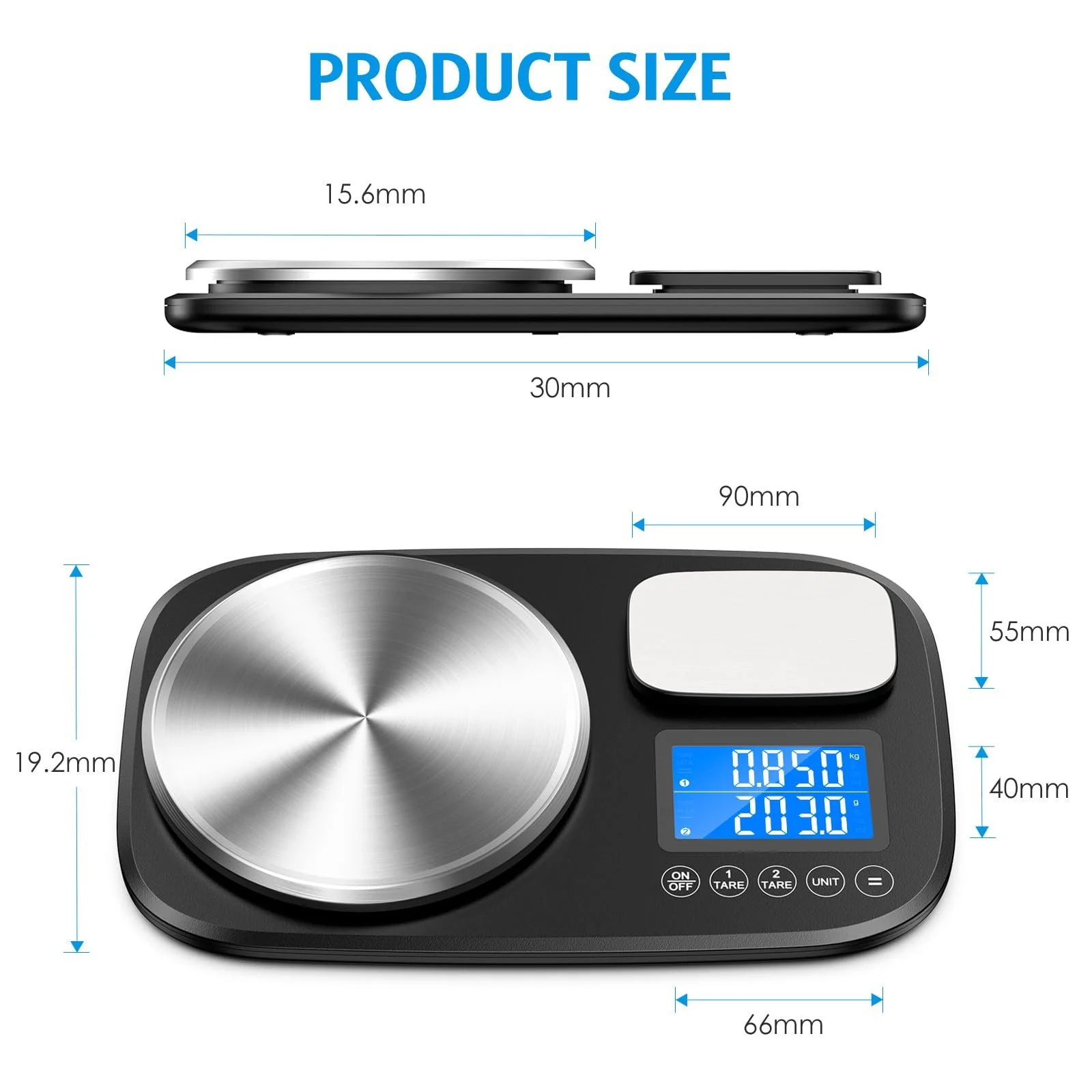 Кухонні ваги Brifit Dual Platform 10kg/1g 1kg/0.1g Digital Stainless Steel, фото №6
