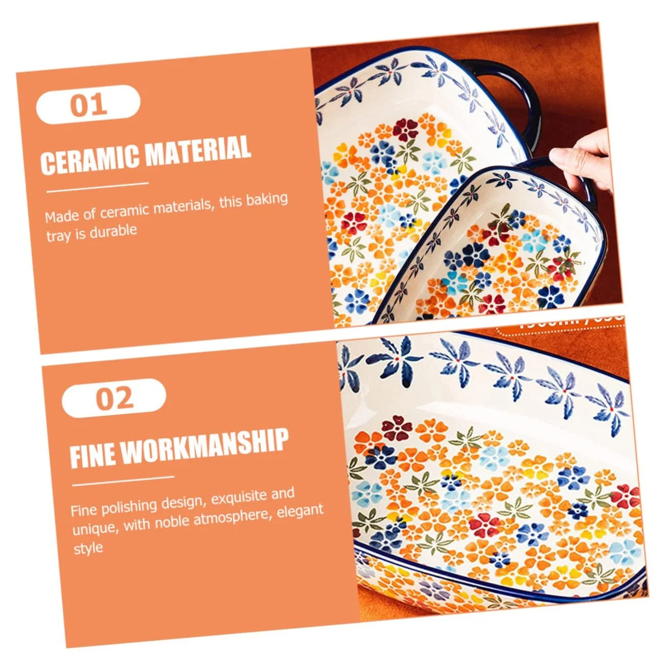 Тарелка для запекания керамическая с двумя ручками компактная универсальная для духовки и микроволновой печи, фото №4