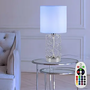 Настільна лампа etc-shop Modern Bedside RGB LED 4,8 Вт 470 лм Сталь Текстиль 18 x 35 см Білий - Фото 1