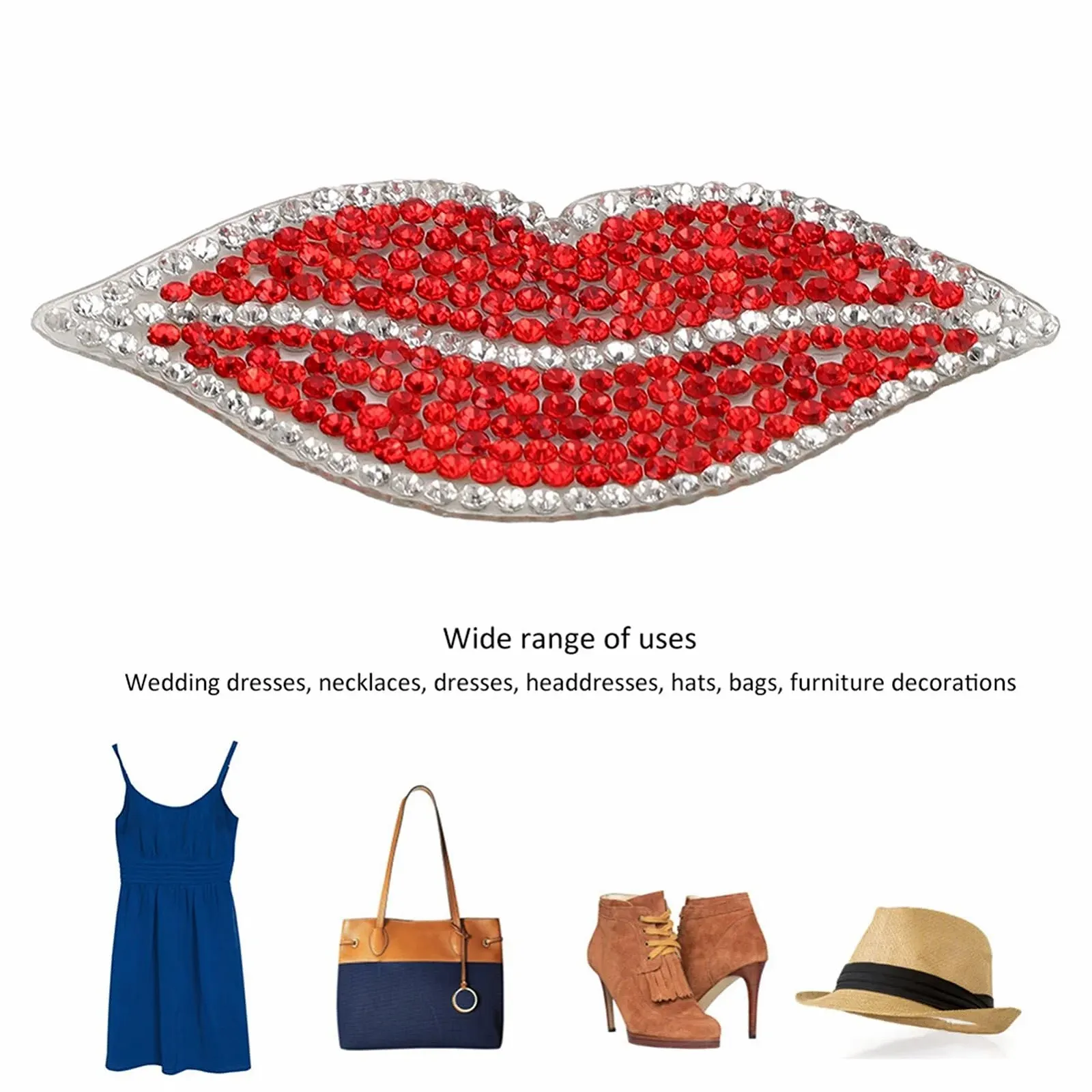 Стразы Красные Губы Смола Кристалл Горячий Бриллиант Узор для украшения одежды - Набор 20 штук, фото №3