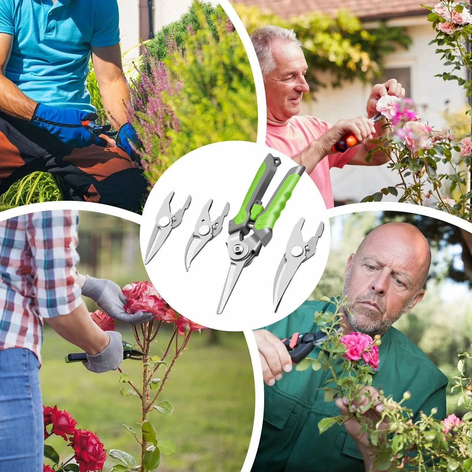 Секатор садовий 4-в-1 зі змінними головками Сталь та Поліпропілен, фото №4