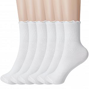 Носки с рюшами Женские White/Black, 6 пар, размер 35-39 - Фото 1