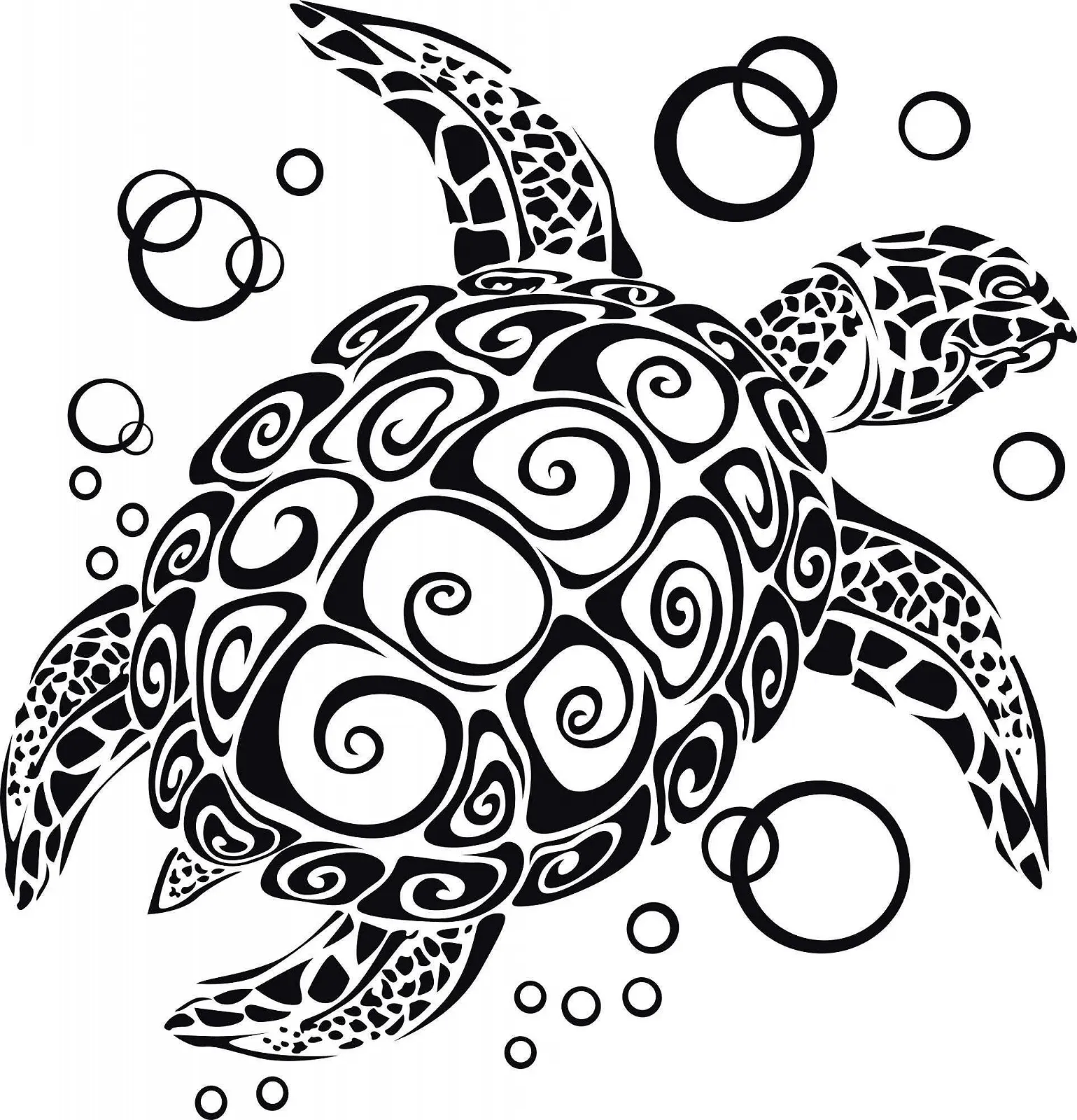 Наклейка на стену Bubble Turtle A076 66 см x 60 см Черная, фото №6