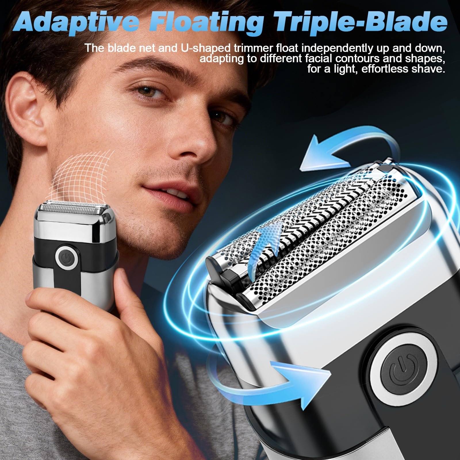 Мини-сетчатая бритва 3 Floating Blades LED Display IPX7 Silver, фото №2 Мини-сетчатая бритва 3 Floating Blades LED Display IPX7 Silver, фото №2