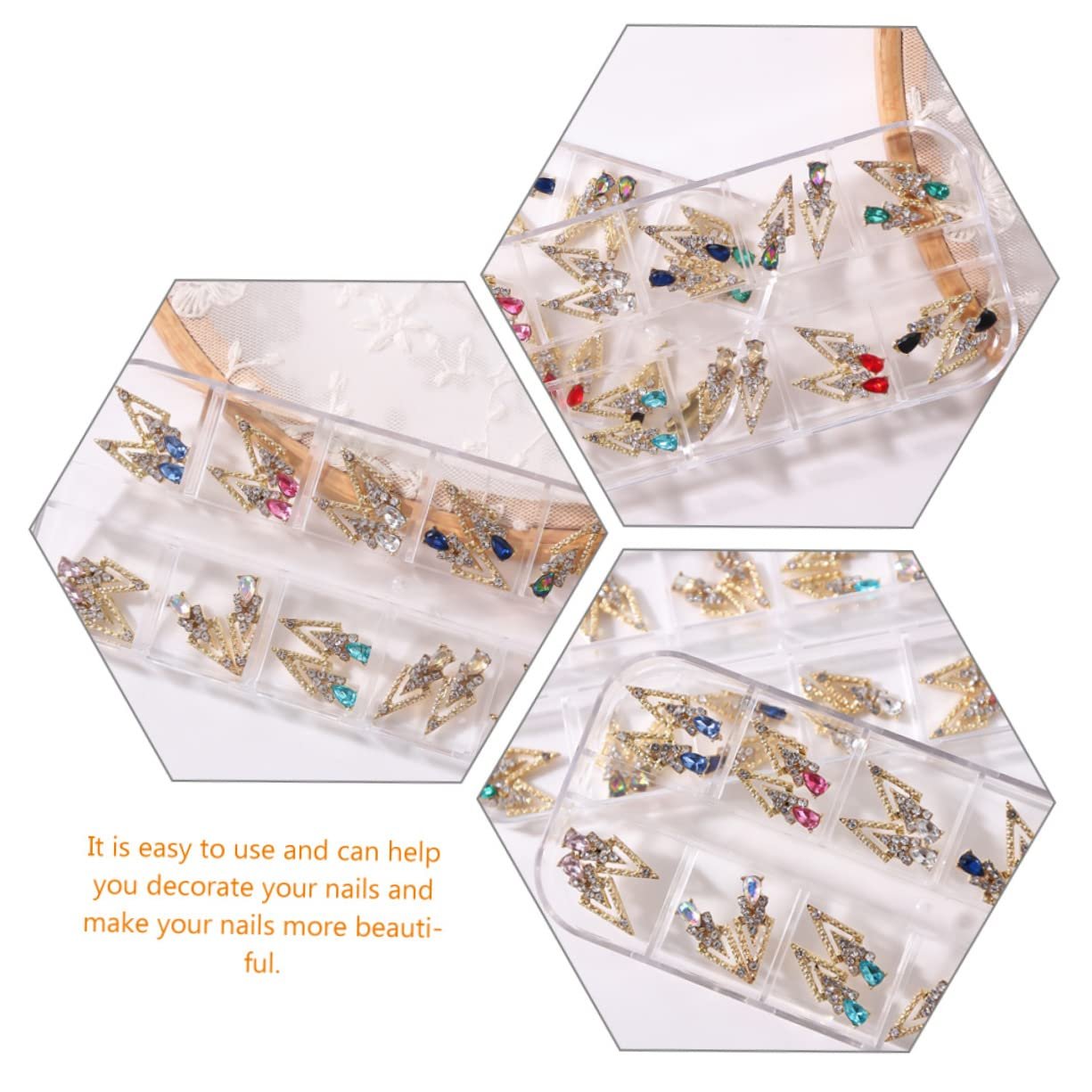 Подвеска для ногтей MERRYHAPY Стрелы из сплава, 72 шт., синие стразы, фото №8