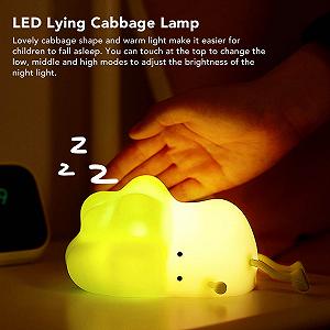 Нічник LED Cabbage Touchлампа для дітей з м'якого силікону з акумулятором зелений synthetic.ua - Фото 1