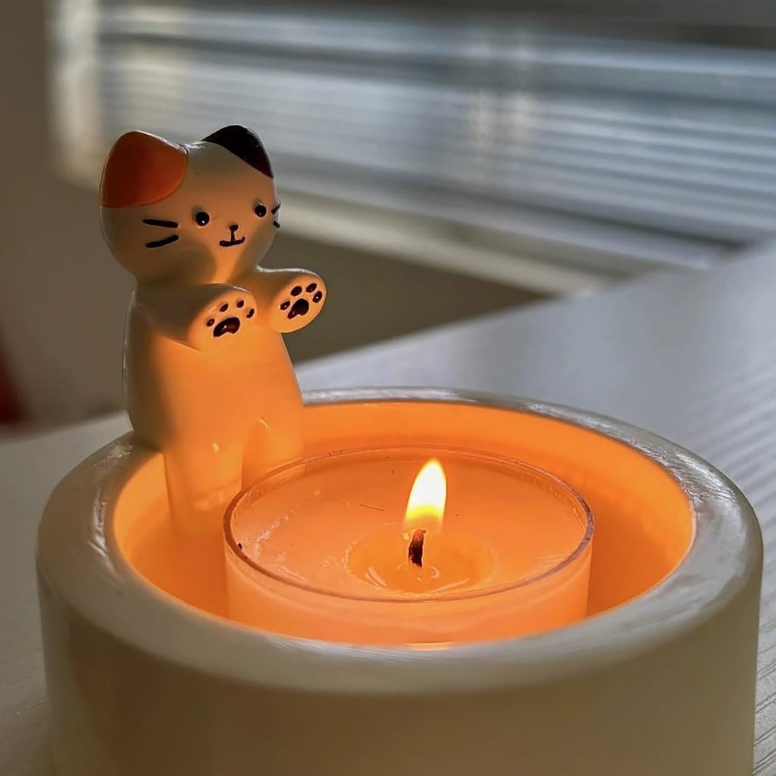 Подсвечник Cat Warms Paws Tea Light Holder Керамический Кот Декор Стол Украшение Дом (A), фото №1