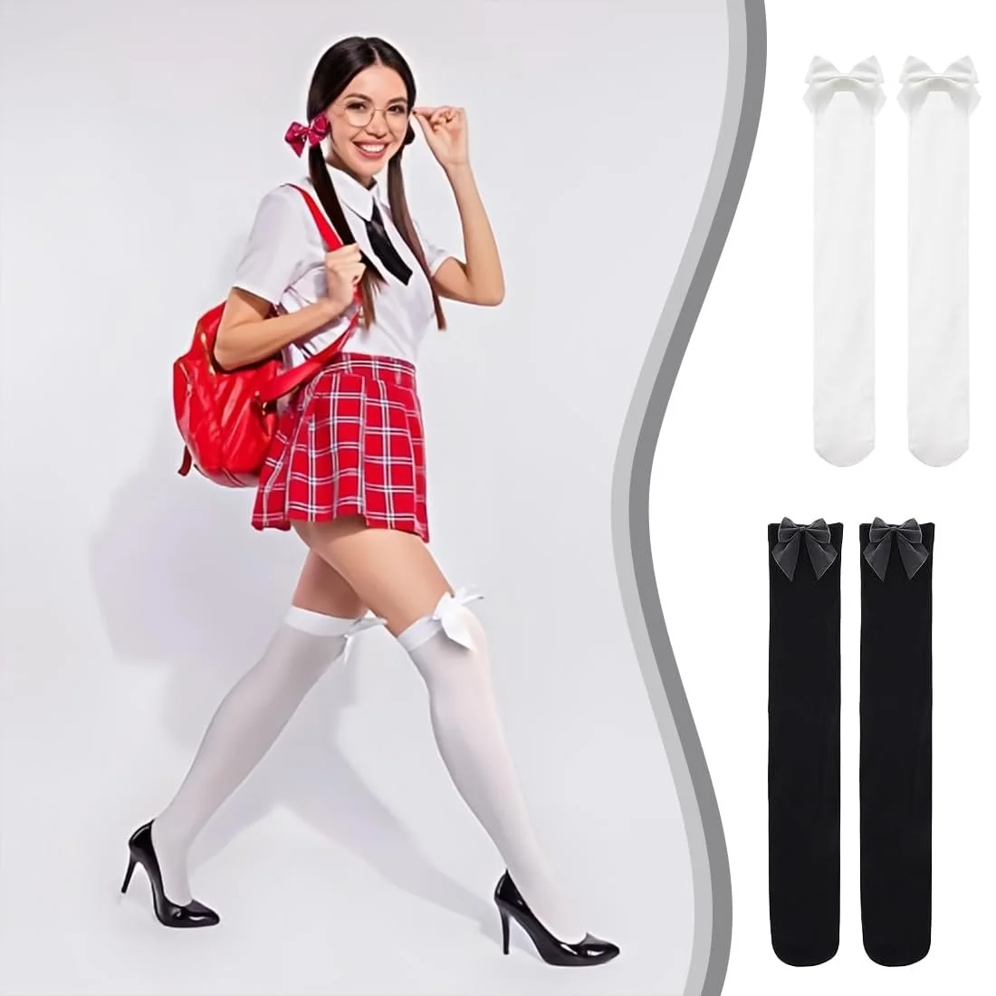 Чулки Overknee Женские 4 пары Белый, Черный, фото №3 Чулки Overknee Женские 4 пары Белый, Черный, фото №3