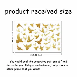 Наклейки на стіну SUPERDANT 40 штук Золоті птахи Вінілові Золотистий synthetic.ua - Фото 1