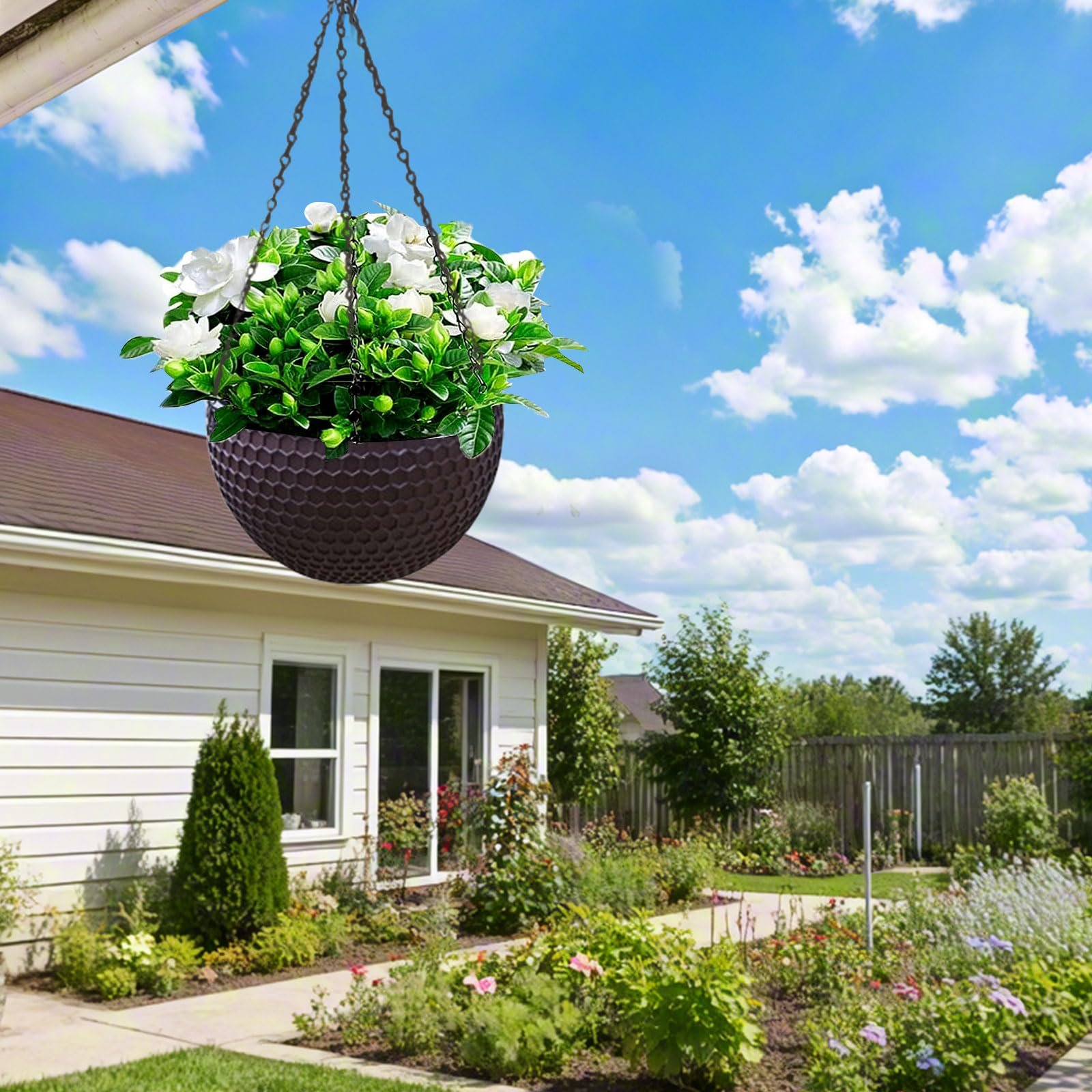 Підвісні горщики для квітів Набір 2 шт. Пластик Коричневий з дренажем, фото №9
