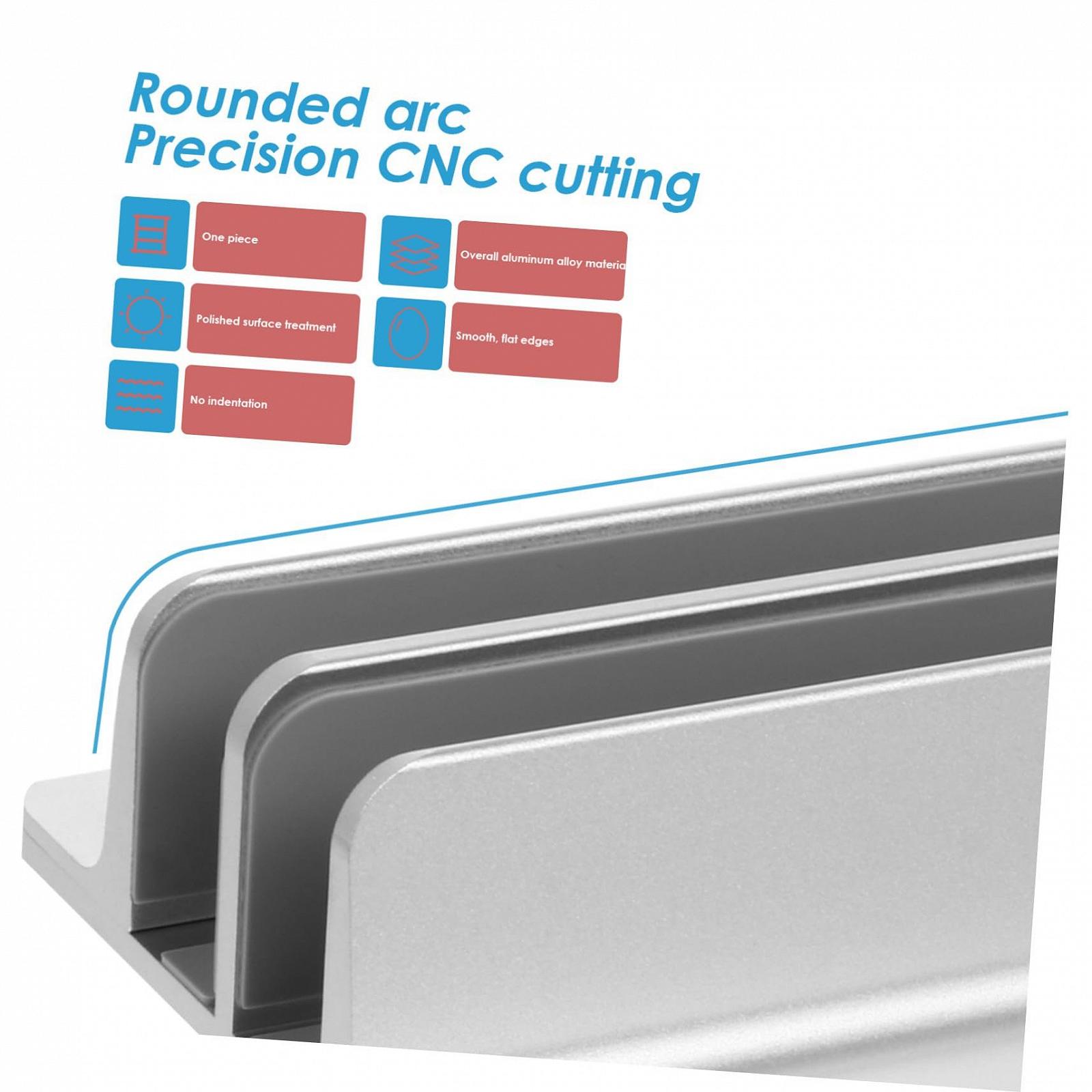 Вертикальна Підставка для ноутбука Алюмінієвий сплав Подвійний слот Захист від подряпин Сірий, фото №3