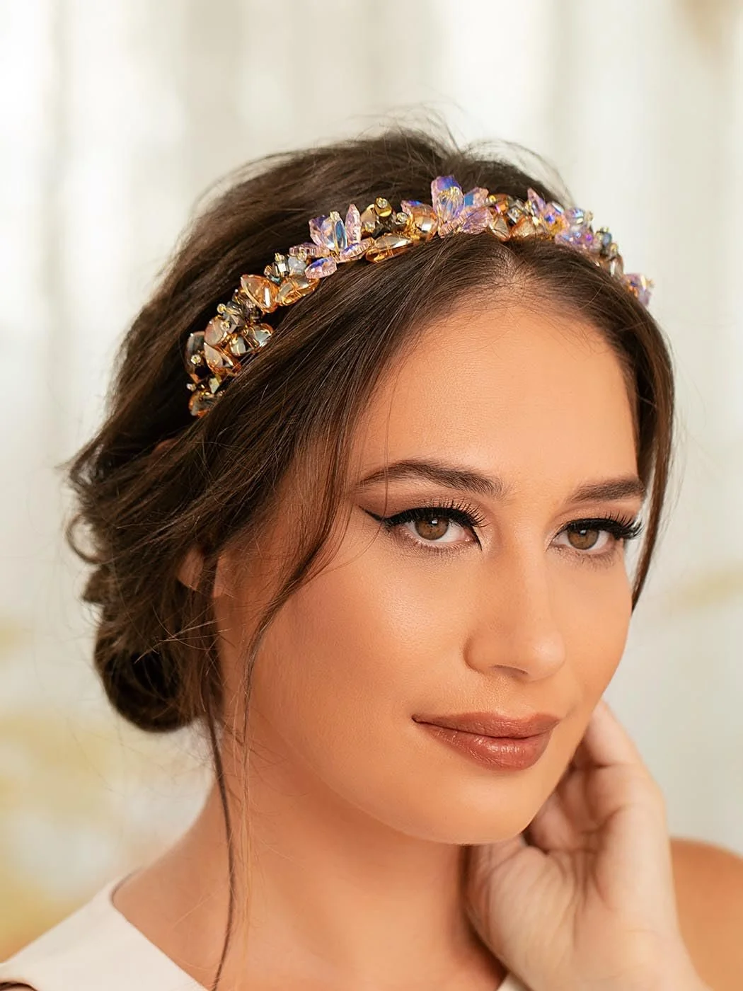 Обруч для волосся IYOU з блискучими стразами, фото №4