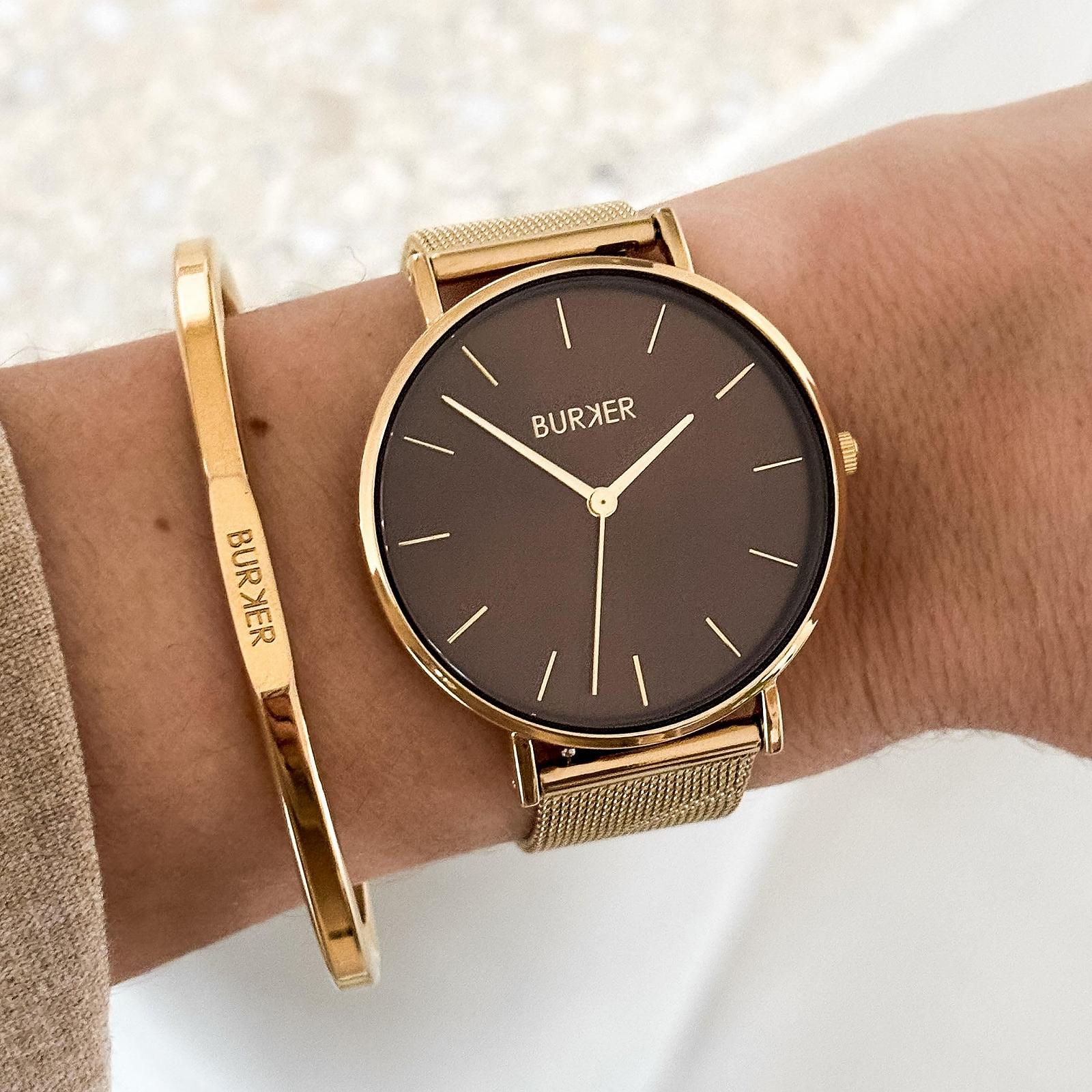 Женские часы BURKER Ruby Round, нержавеющая сталь, круглые, кварцевые, аналоговые, водонепроницаемые 3 ATM, 38 мм, фото №5