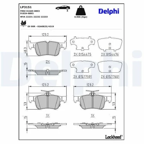 Комплект тормозных колодок DELPHI LP3151 дисковый тормоз для FORD FORD USA задний мост, фото №3