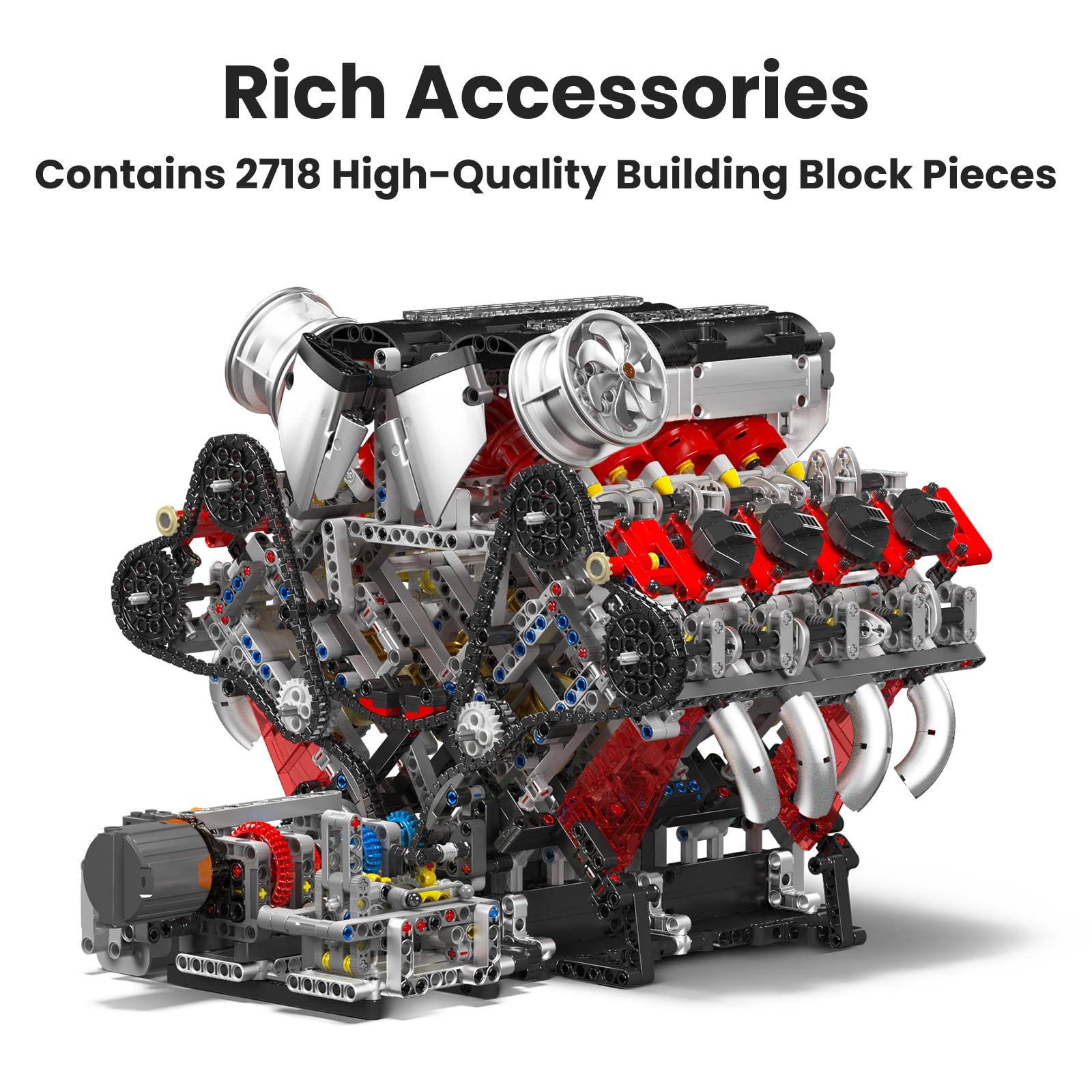 Блоки Mould King 10130 Technik V8 двигун F488 модель Затискаючі, фото №3