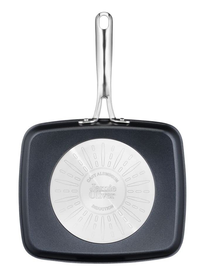 Сковорода-гриль Tefal Jamie Oliver Cooks Classic 23 x 27 см, литий алюміній, покриття Titanium 3x, глибина Thermal Signal, для всіх типів плит, індукційна, чорна, фото №5