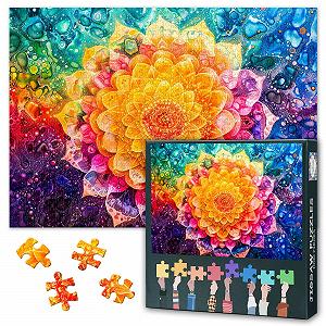 Пазл Квіткова мандала з кольоровими краплями води 1000 деталей 70 x 50 cm - Фото 1
