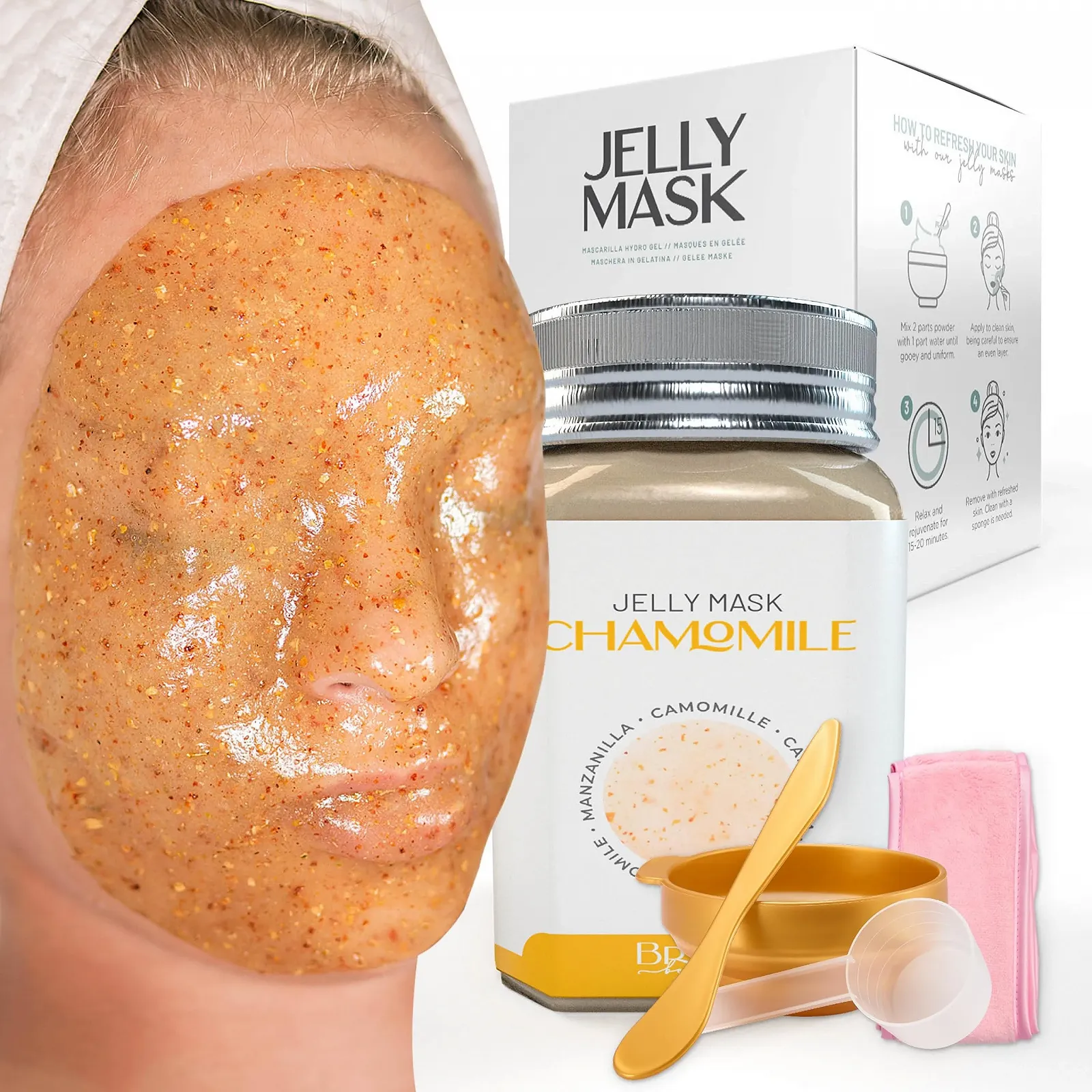 Маска для лица BRÜUN Peel-Off Chamomile Jelly Mask - 680 мл Банка резиновой маски для 30-35 процедур - Увлажняющая гелевая маска для ухода за кожей для мужчин, женщин и взрослых, фото №1