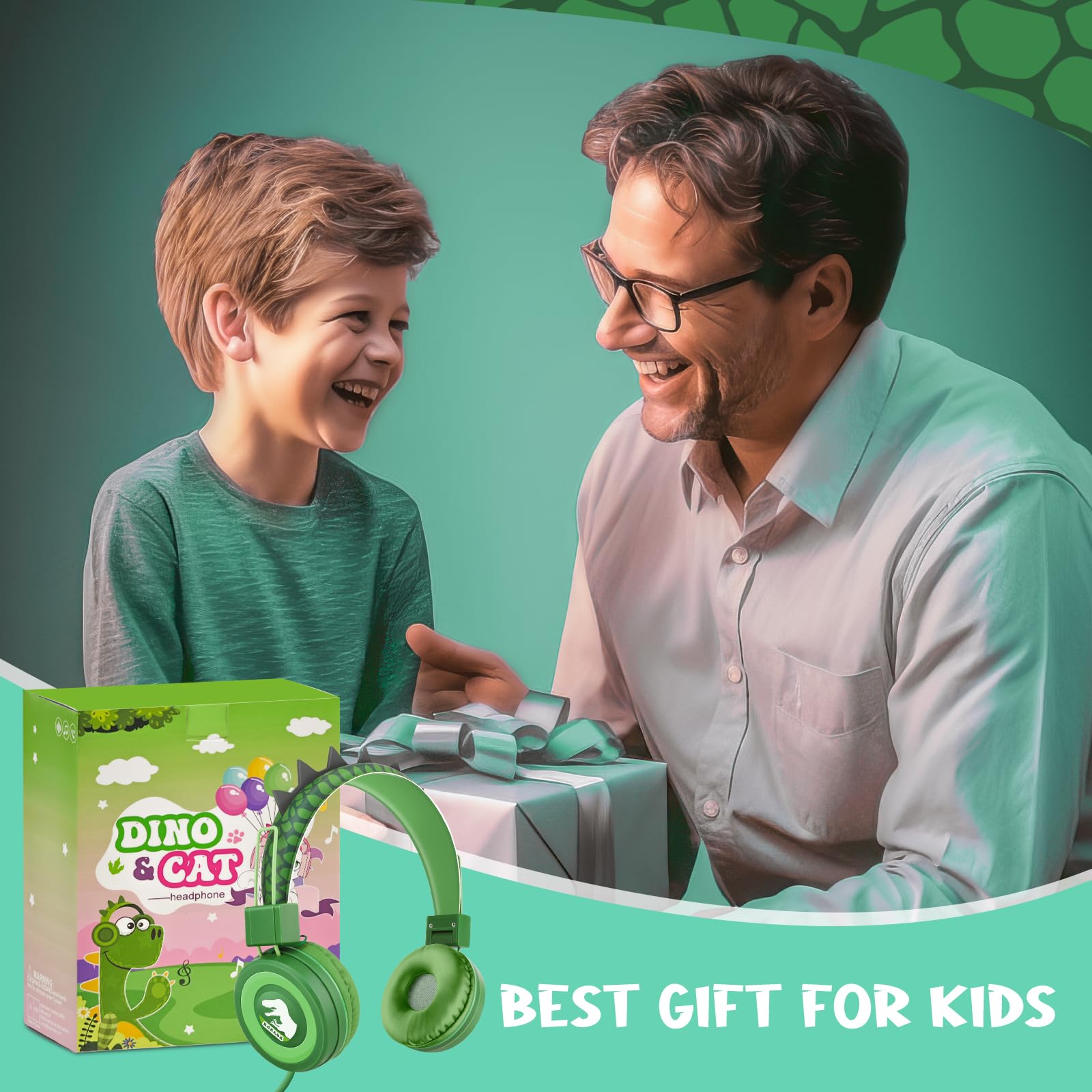 Навушники JYPS Дитячі Динозавр Wired Регульовані 3.5 мм з мікрофоном Зелені, фото №7 Навушники JYPS Дитячі Динозавр Wired Регульовані 3.5 мм з мікрофоном Зелені, фото №7