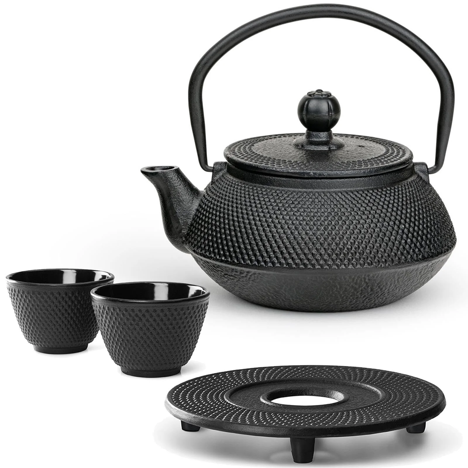 Чайник-заварник Bredemeijer Asia Чавунний 0.5 літра Чорний з блюдцем, фільтром з нержавіючої сталі та 2 чайними чашками, фото №1
