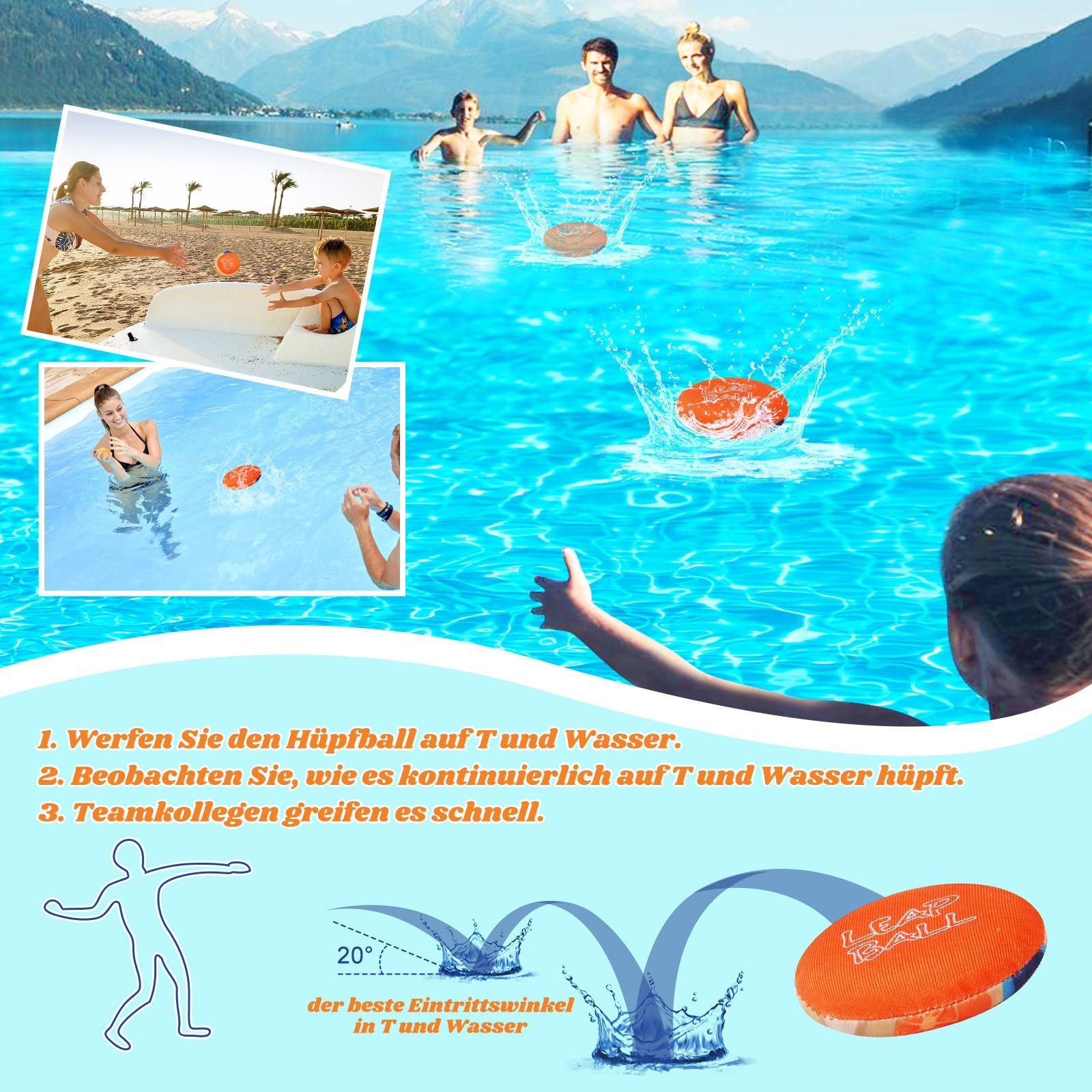 Мяч Ryaco Water Balls Jumping Ball - Набор из 3 мячей для воды, прыгающих мячей для детей и взрослых - Водная игрушка, водяной прыгающий мяч для бассейна и моря - Водяной мяч, детский маленький пляжный мяч, неопреновый мяч, фото №3