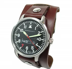 Годинник Messerschmitt 109-42R7 Чоловічий зі шкіряним ремінцем, смугастий - Фото 1