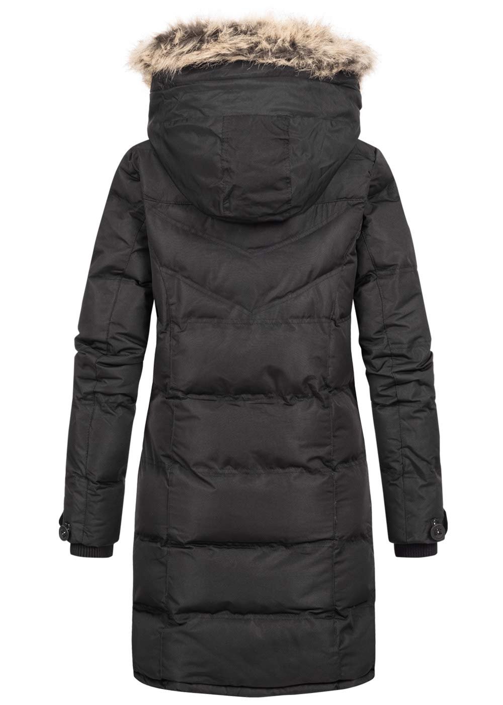 Женская зимняя парка Geographical Norway с капюшоном, искусственным мехом, съемными штормовыми манжетами и нашивками, темно-синяя, фото №4