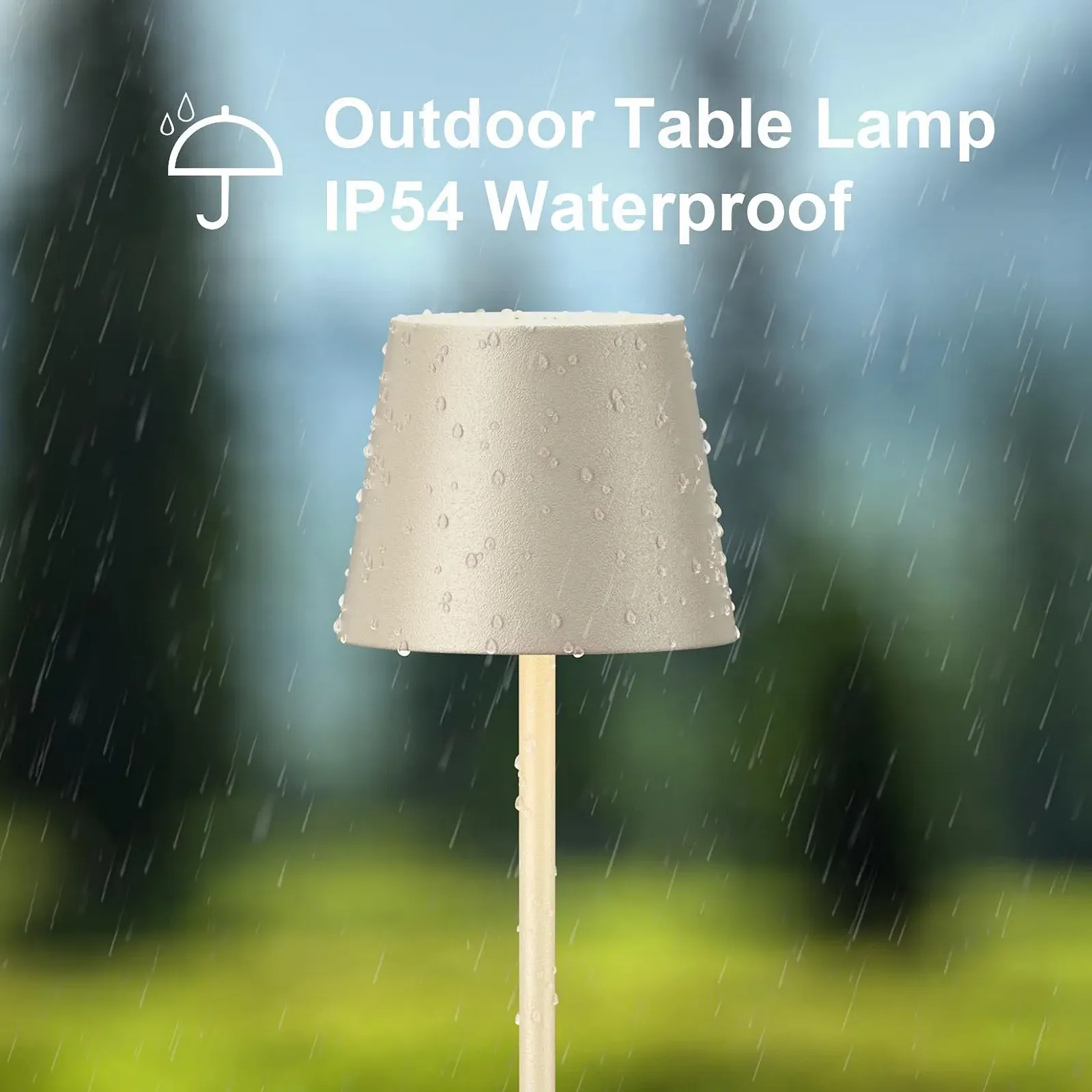 Набір із 2 настільних ламп LED Бездротові Акумуляторні 36 см IP54 Бежевий, фото №5