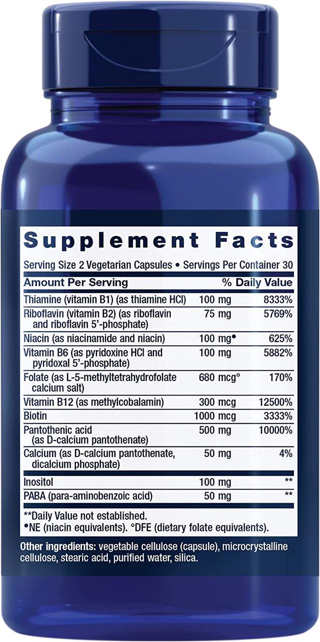 Комплекс витаминов группы В Life Extension B-Complex Complete 60 Vegetarian Capsules, фото №2 Комплекс витаминов группы В Life Extension B-Complex Complete 60 Vegetarian Capsules, фото №2