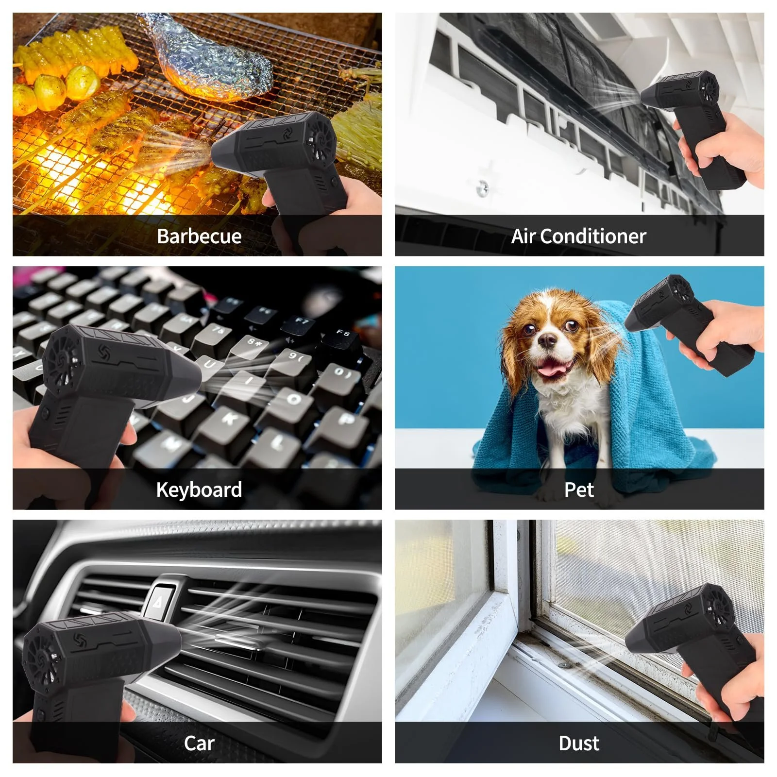 Електрична повітродувка 130,000 RPM 3 швидкості 6000 мАг Чорний Jet Fan Keyboard Cleaning Set, фото №6 Електрична повітродувка 130,000 RPM 3 швидкості 6000 мАг Чорний Jet Fan Keyboard Cleaning Set, фото №6