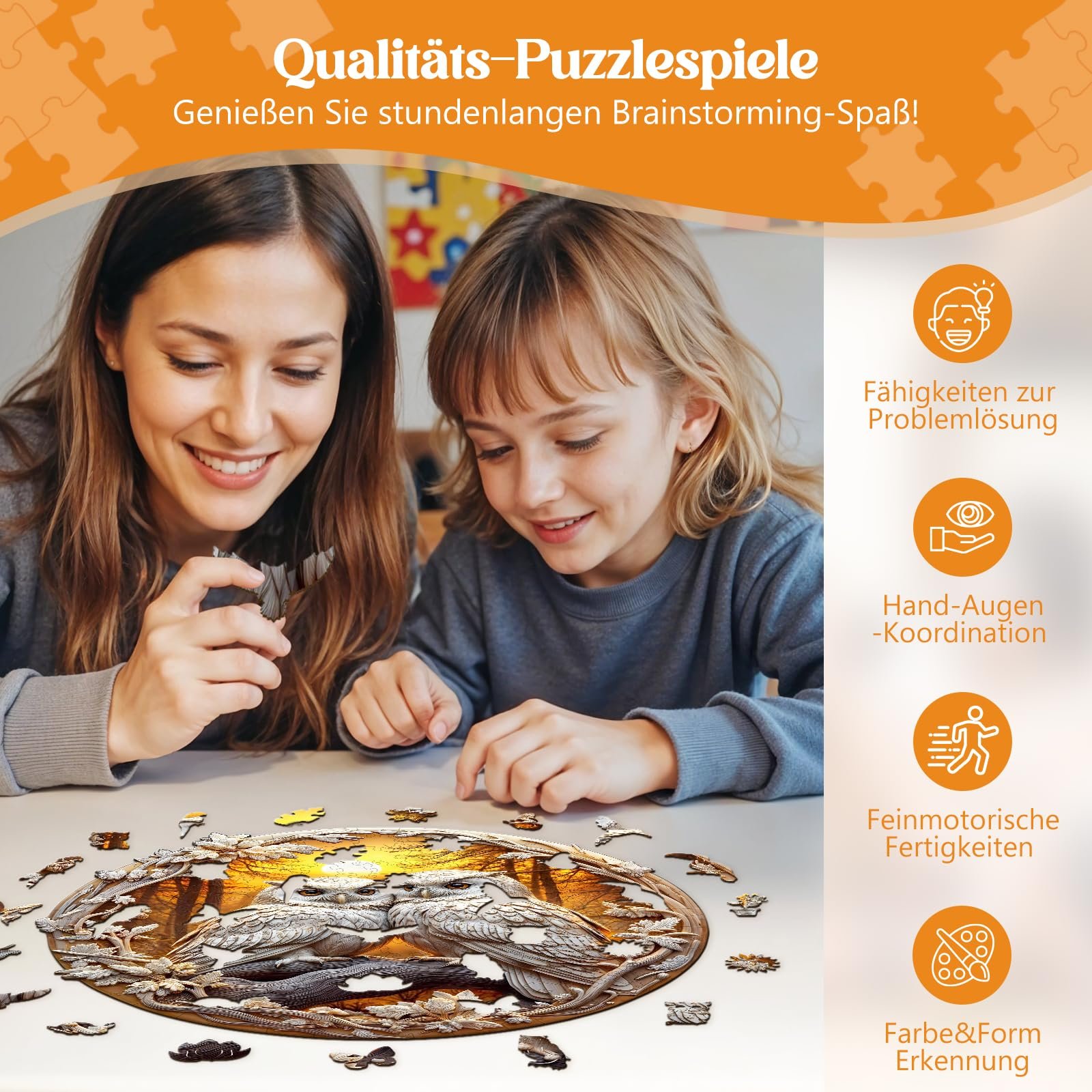 Деревянный 3D пазл Сова 300 деталей коробка подарков, фото №5