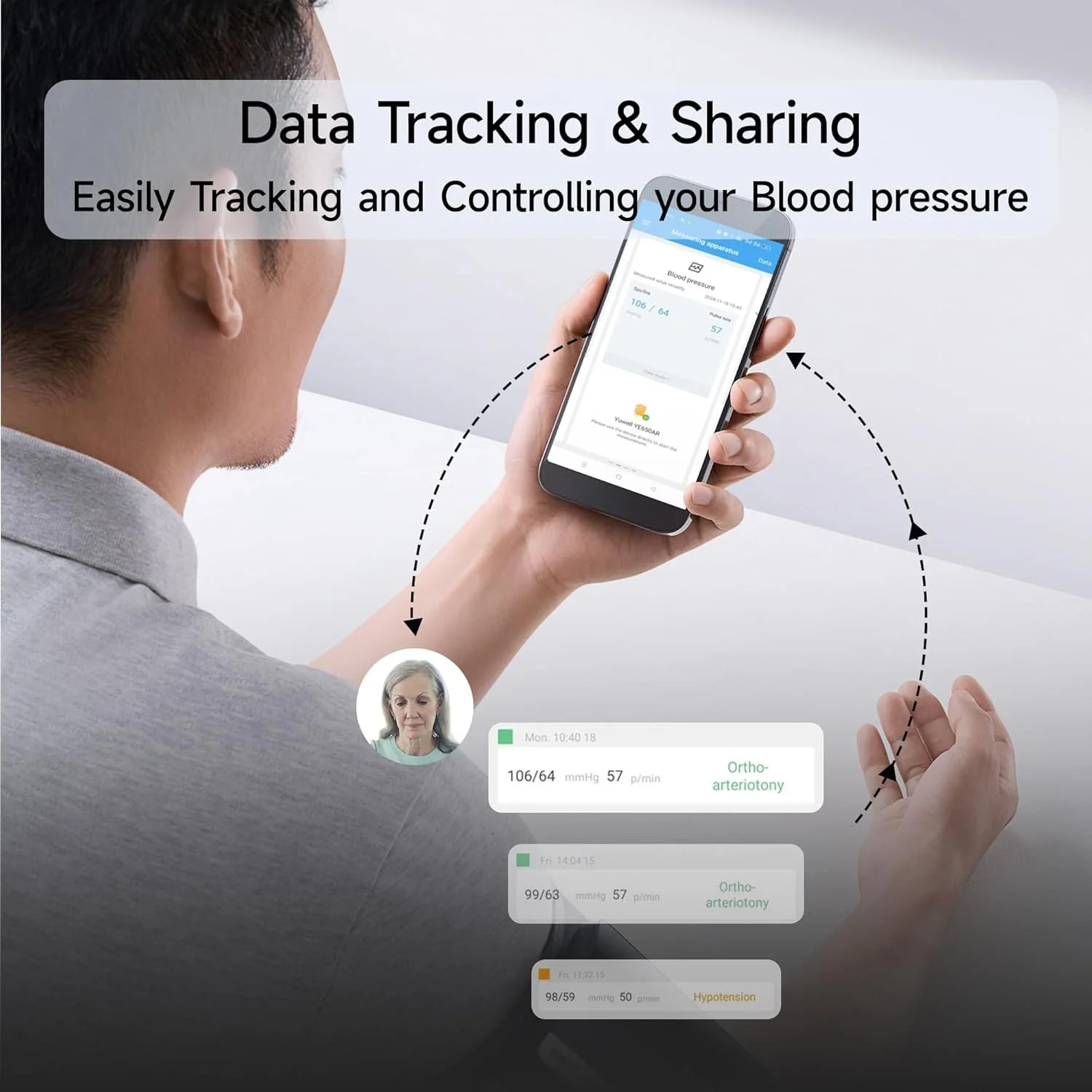 Беспроводной тонометр Yuwell YE630CR ENG Черный, фото №5 Беспроводной тонометр Yuwell YE630CR ENG Черный, фото №5
