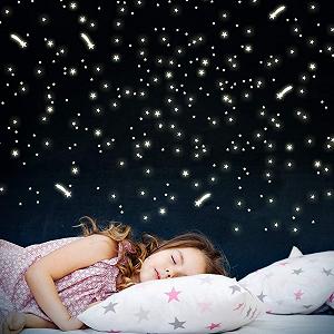 Набір наклейок на стіну 252 Stars and Shooting Stars Fluorescent Glow in the Dark - Фото 1