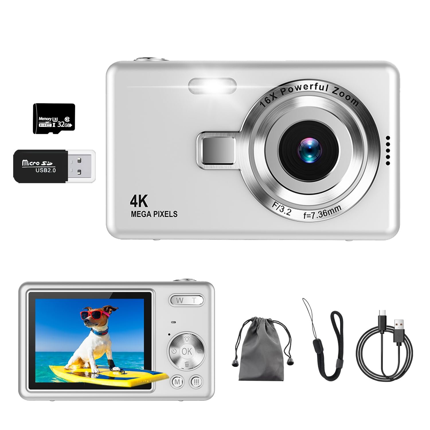 Цифровой Фотоаппарат 50MP 4K с картой SD 32GB, 16X Цифровой Зум, Аккумуляторная Батарея, фото №1
