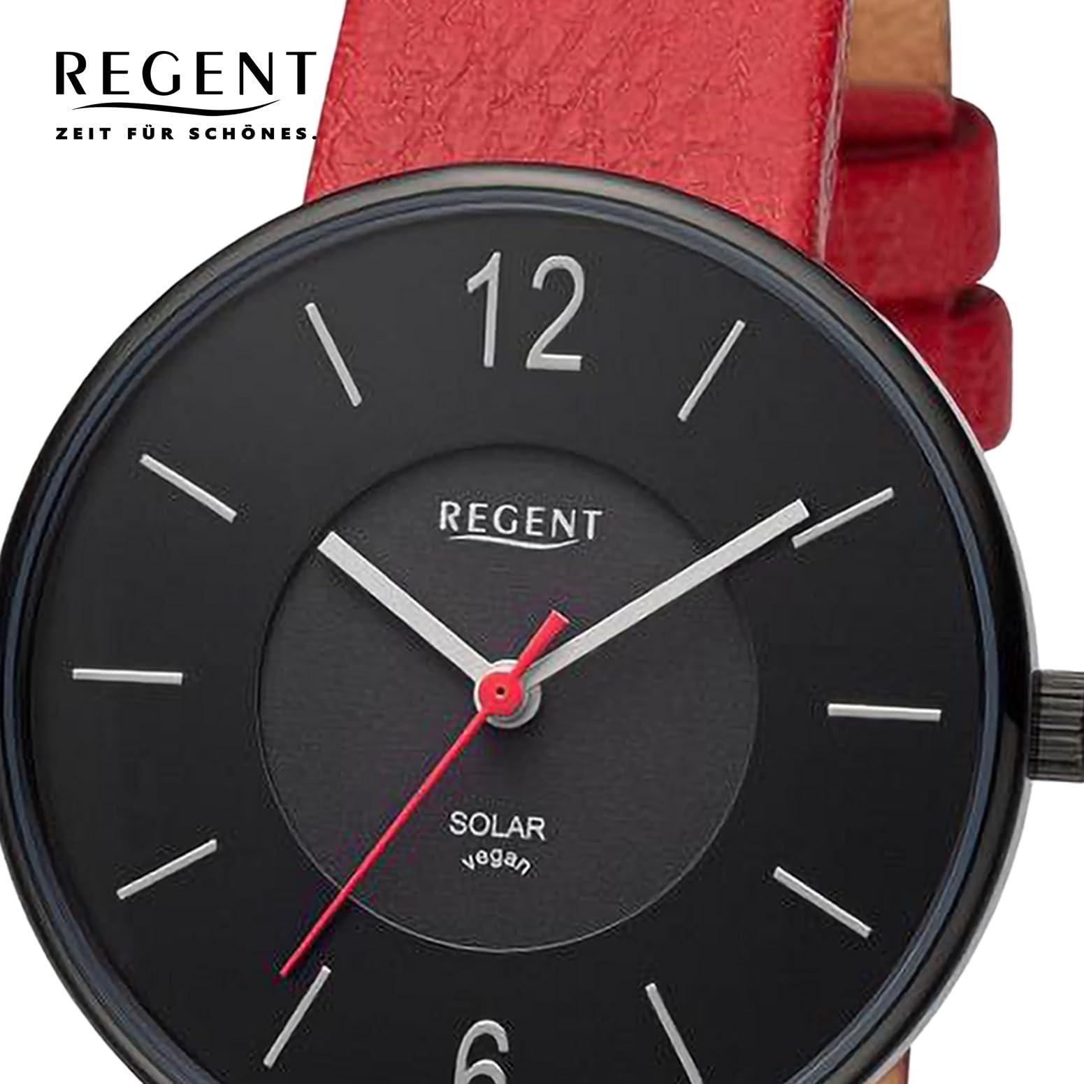 Женские часы на солнечной батарее REGENT Красный/Черный 12111346, Черно-черный, Ремешок., фото №2 Женские часы на солнечной батарее REGENT Красный/Черный 12111346, Черно-черный, Ремешок., фото №2