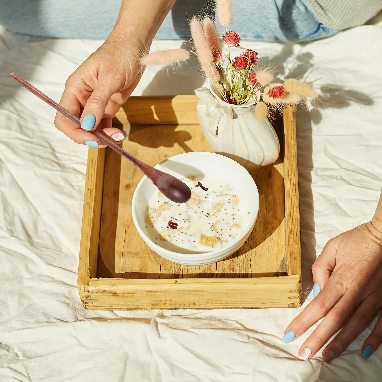 Набор из 2 длинных деревянных ложек для чая, фото №5