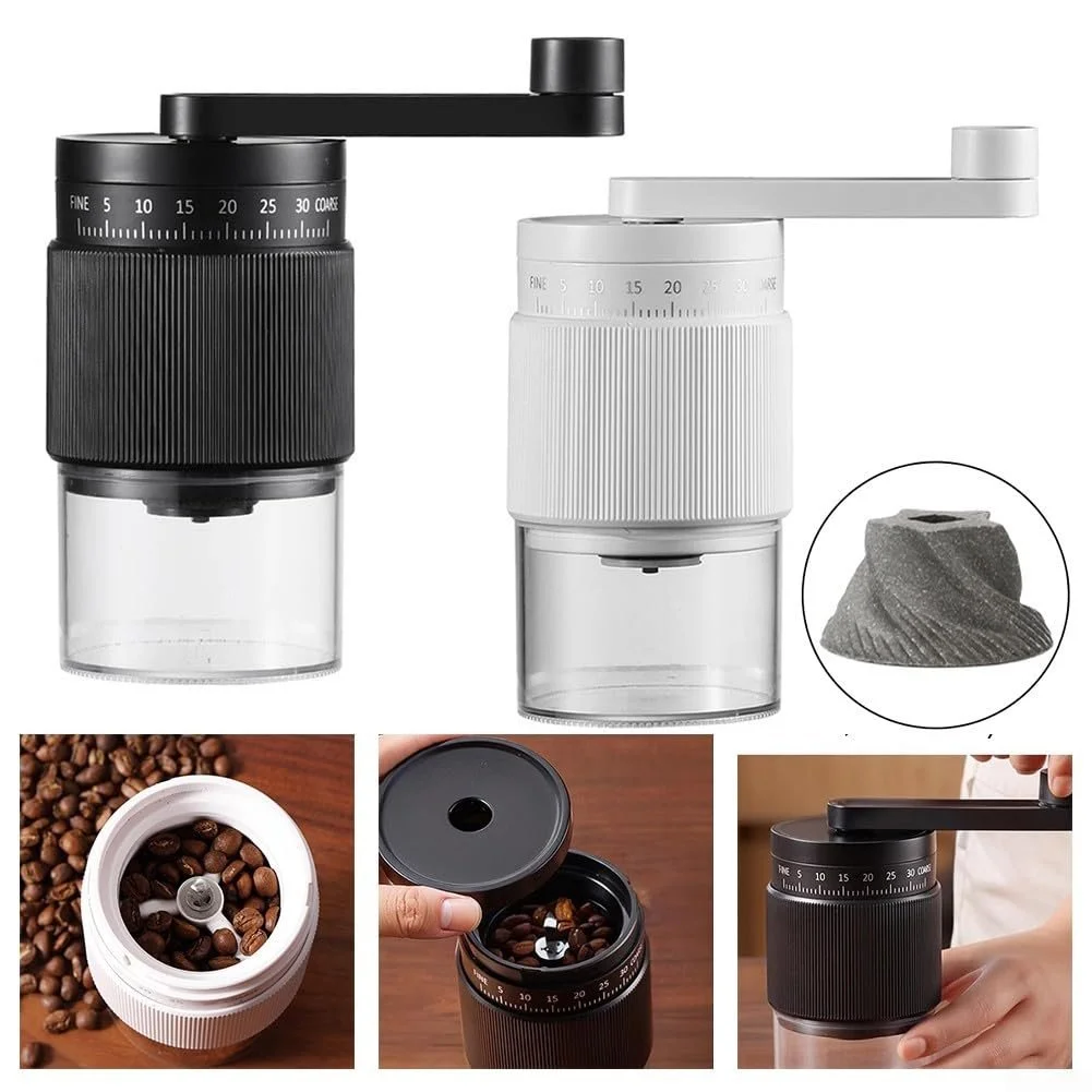 Ручна кавомолка з 35 регульованими налаштуваннями, вдосконалені синтетичні матеріальні фрези, ергономічна ручка, портативний дизайн, фото №5