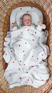 Муслиновый комплект в коляску, люльку: плед, простынь и подушка Сердечки - Фото 1