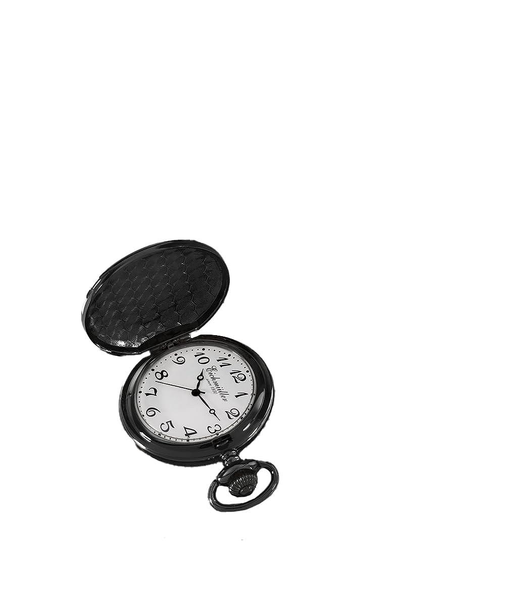 Карманные часы Eichmüller Quartz Savonnette Spring Cover, черные с карабином цепочкой, классические, фото №1