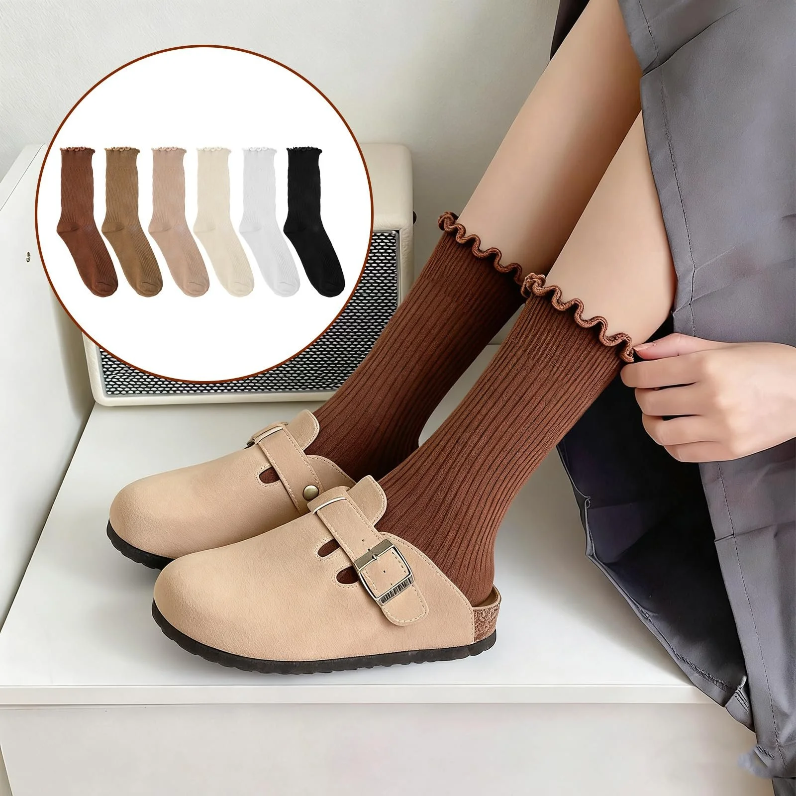 Шкарпетки з рюшами Vin Beauty Жіночі, 6 пар, Кольорові, Бавовна, фото №4