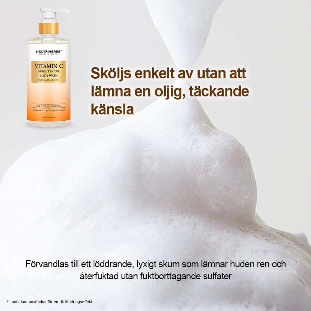 Гель для душу Neutriherbs Brightening Body Wash Vitamin C Papain Niacinamide Citrus Scent 16.9 рідк. унц., фото №3