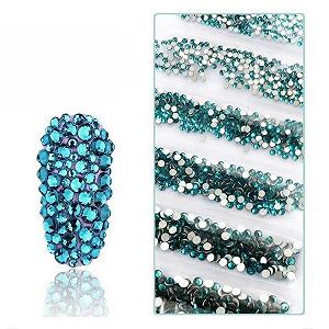 Стразы SS3-SS12 1440 штук 3D без HotFix плоская задняя часть стекло Pixie хрустальные прозрачные AB стразы блестящие аксессуары для маникюра голубой циркон - Фото 1