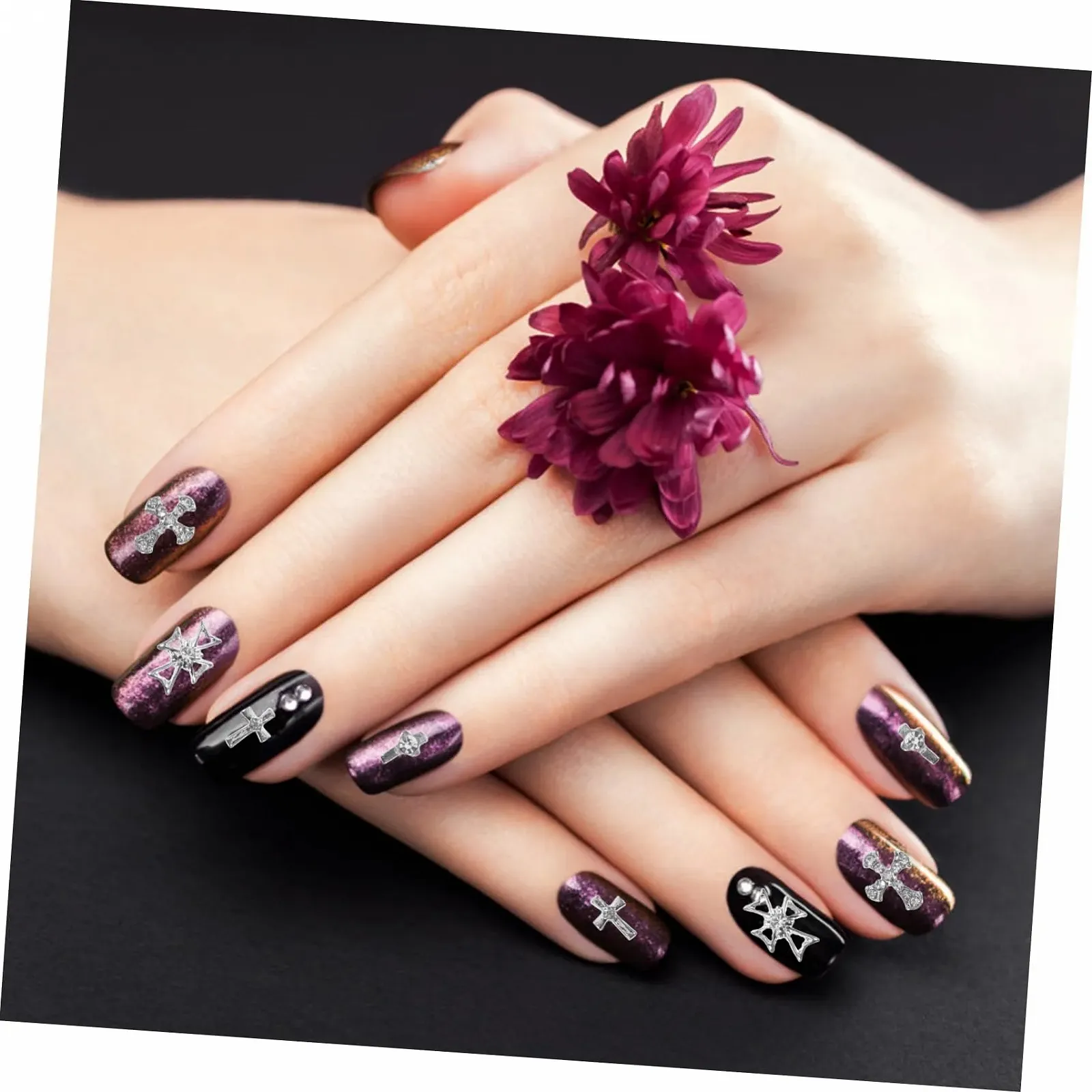 Подвеска для маникюра PLAFOPE Крест Металлическая подвеска-крест для ногтей 80 шт., фото №4