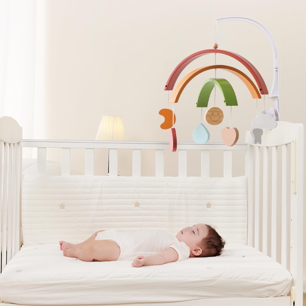 Мобиль Baby Wind Chime Детская Кровать, Радужные Облака Звезды Подвесной Колокольчик Деревянный Кулон, фото №6