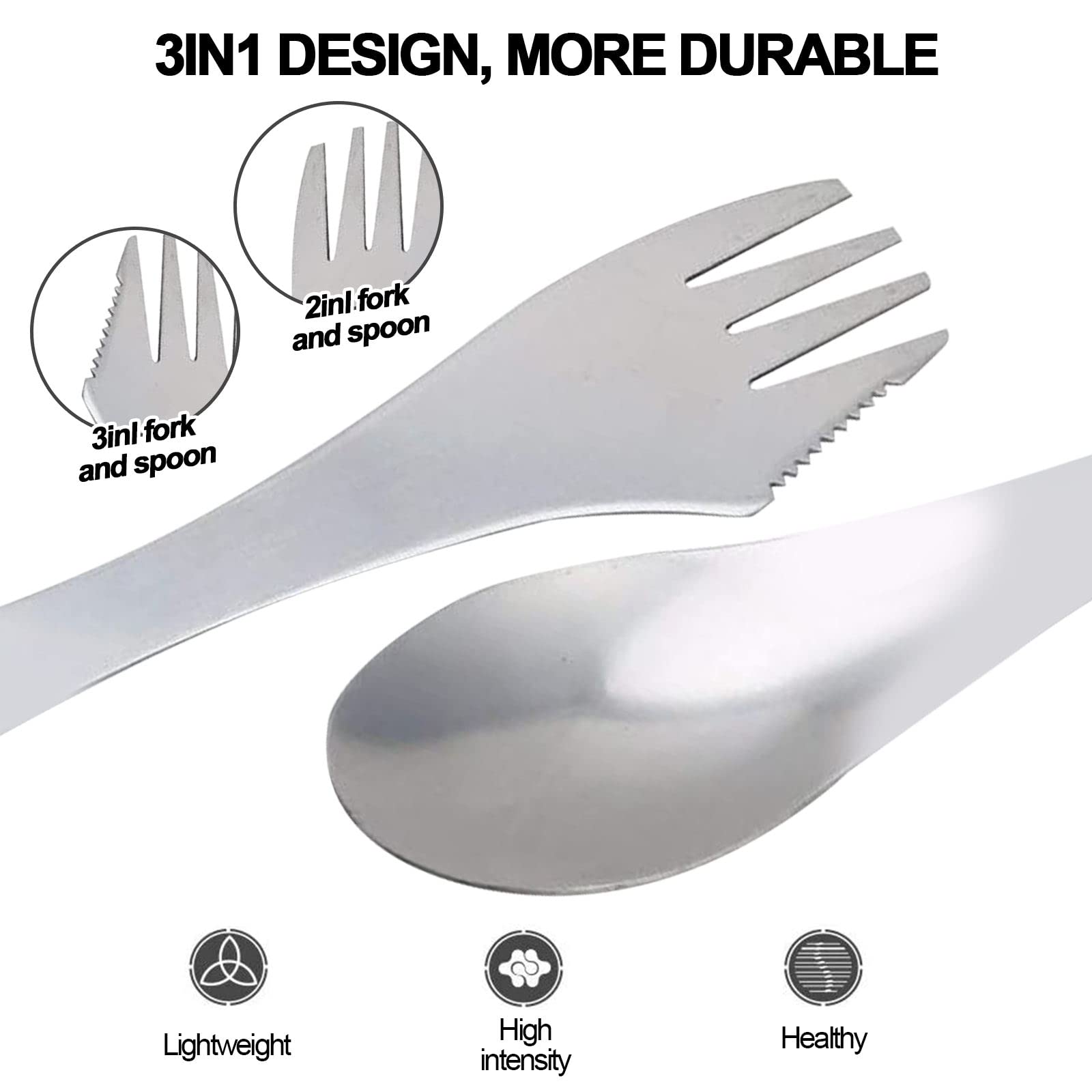 Набір Spork Нержавіюча Сталь 3 в 1 2 Pack, фото №3