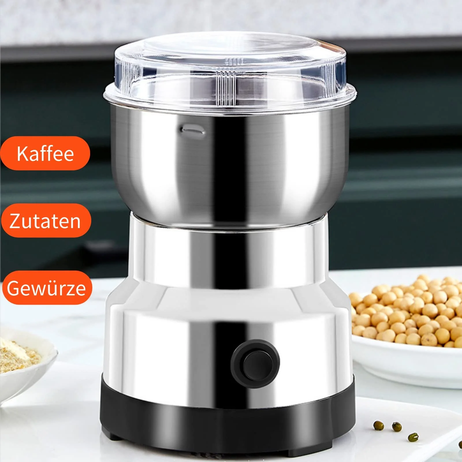 Мельница для зерна Многофункциональная 14500 об/мин Кофемолка электрическая с лезвиями из нержавеющей стали для сухих агентов, злаков, специй, трав, кофе, 160 x 93 мм, фото №2 Мельница для зерна Многофункциональная 14500 об/мин Кофемолка электрическая с лезвиями из нержавеющей стали для сухих агентов, злаков, специй, трав, кофе, 160 x 93 мм, фото №2