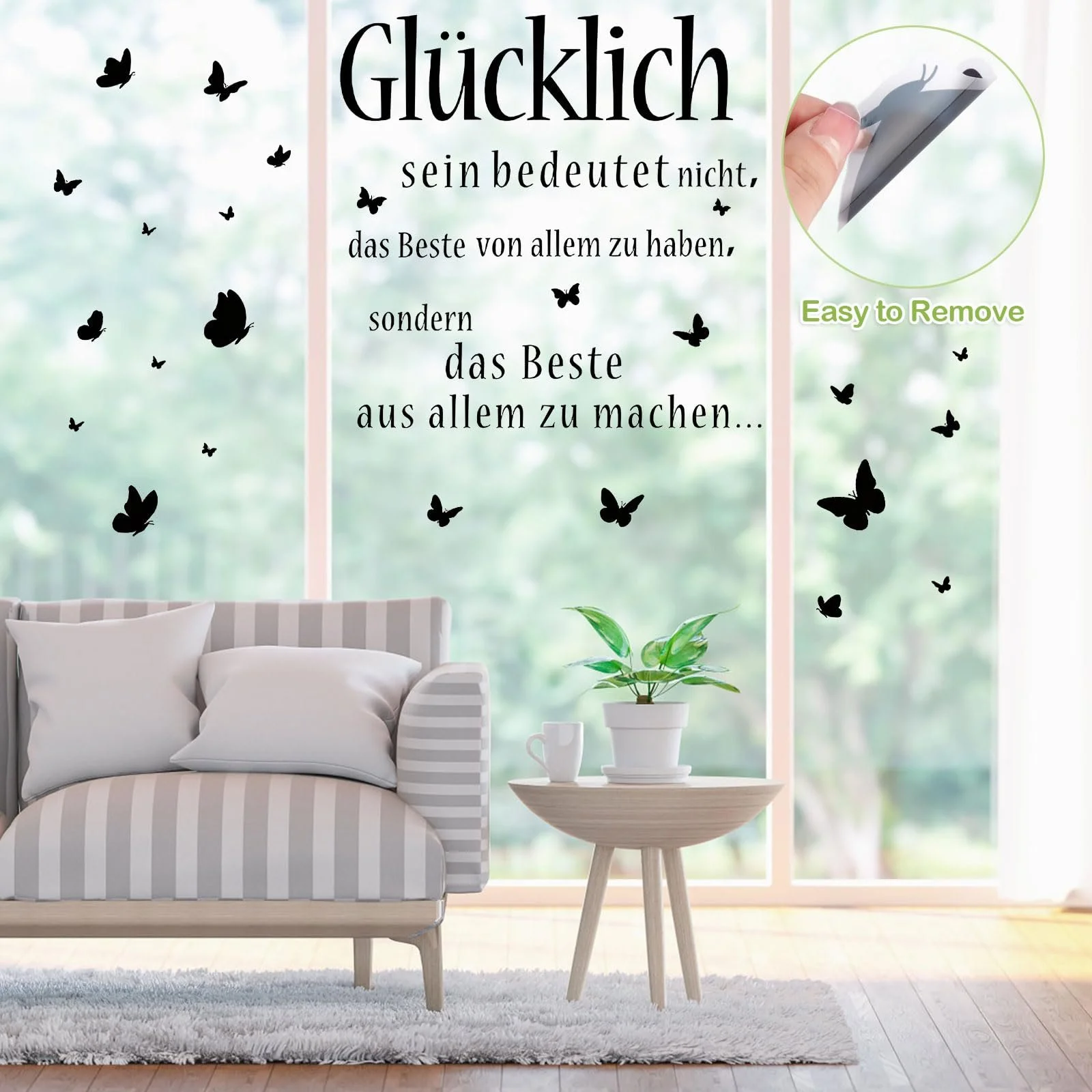 Наклейка на стіну Living Room Sayings Метелики Чорний 90 x 30 см, фото №5