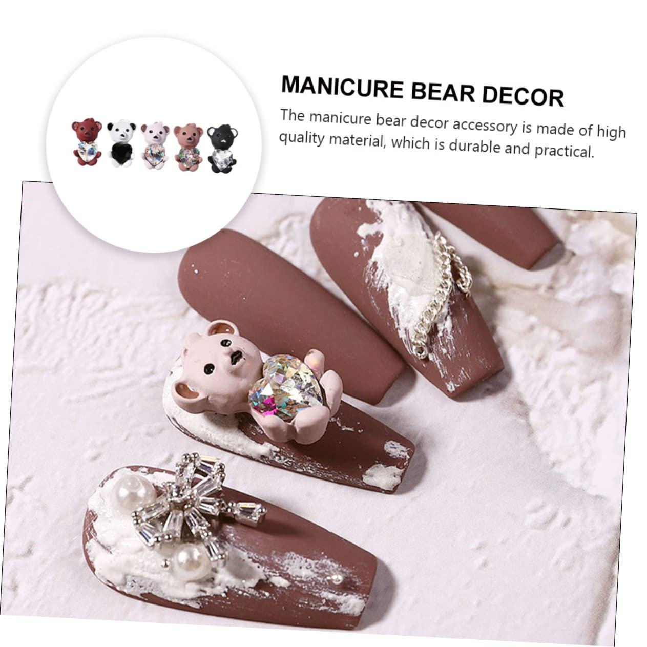 Украшения для ногтей Медведь, 5 шт., фото №4