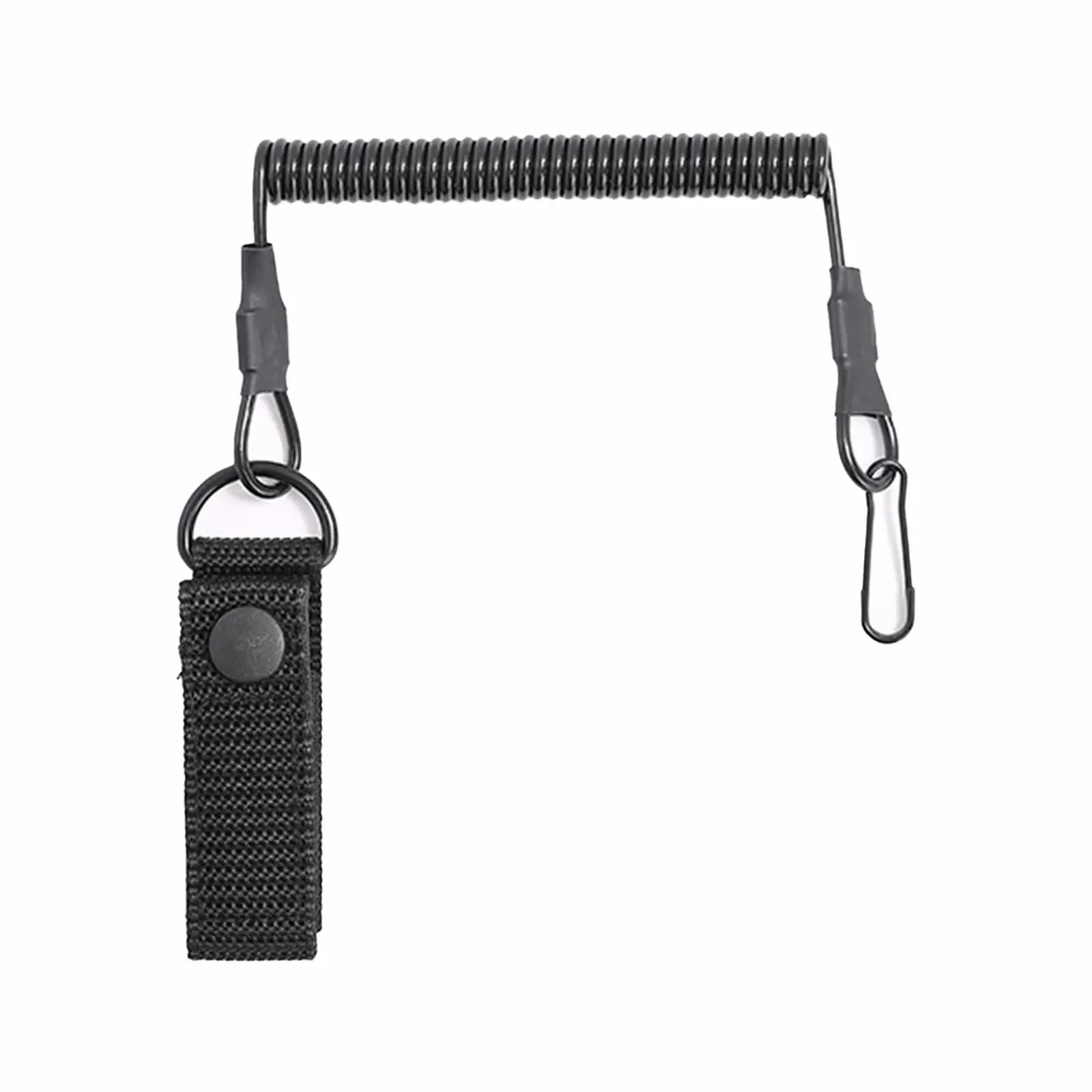 Тактичний брелок-шнурок Еластичний Паракорд Спіральний кабель Регульований до 120 см Чорний, фото №1